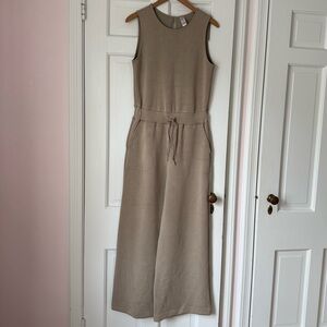 SPANX Air Essentials Wide Leg Tan Sleeveless Beige Jumpsuit Size Large
